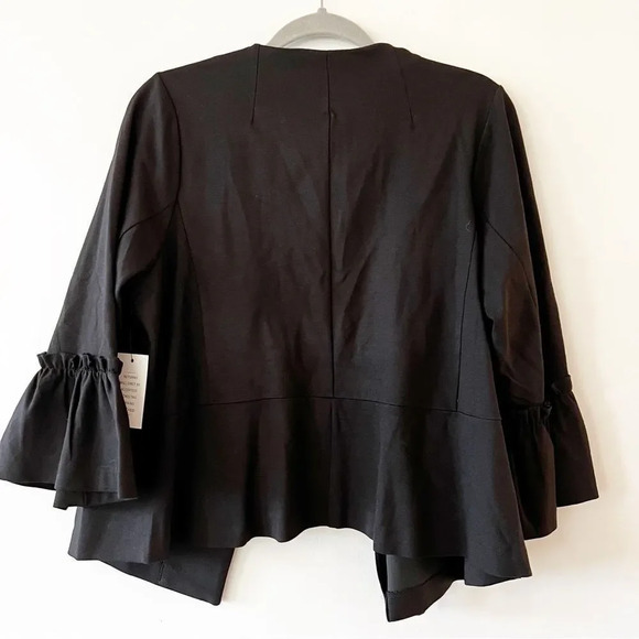 Eloquii‎ Black Ponte Knit Open Front Blazer Size 16 Flare Sleeve Detail Work New - Picture 3 of 10